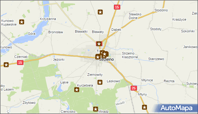 mapa Strzelno powiat mogileński, Strzelno powiat mogileński na mapie Targeo