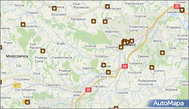 mapa Strzeszyn gmina Biecz, Strzeszyn gmina Biecz na mapie Targeo