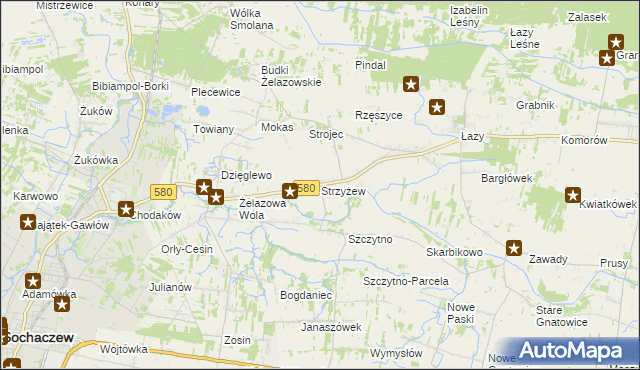 mapa Strzyżew gmina Kampinos, Strzyżew gmina Kampinos na mapie Targeo