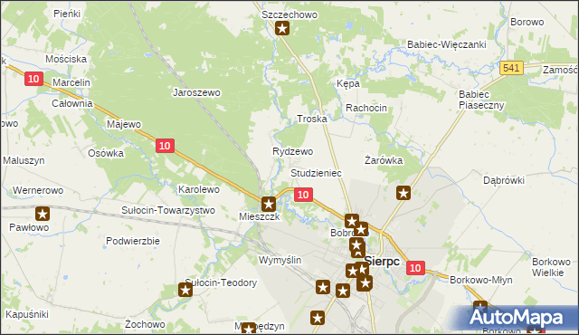 mapa Studzieniec gmina Sierpc, Studzieniec gmina Sierpc na mapie Targeo