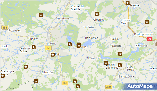 mapa Sucha gmina Leśna, Sucha gmina Leśna na mapie Targeo