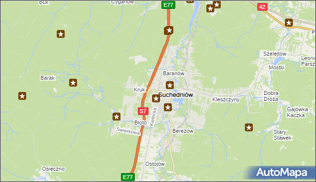 mapa Suchedniów, Suchedniów na mapie Targeo