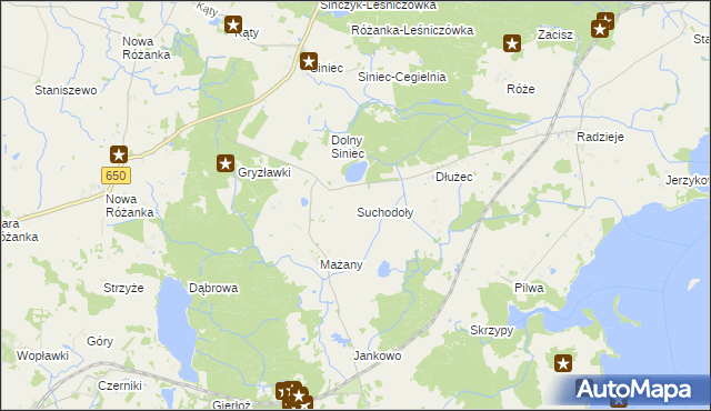 mapa Suchodoły gmina Kętrzyn, Suchodoły gmina Kętrzyn na mapie Targeo