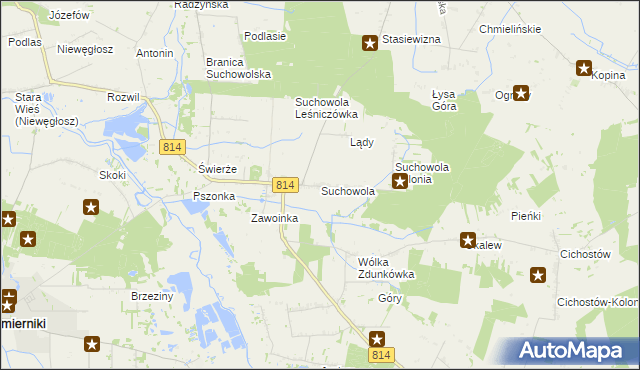 mapa Suchowola gmina Wohyń, Suchowola gmina Wohyń na mapie Targeo