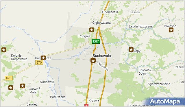 mapa Suchowola powiat sokólski, Suchowola powiat sokólski na mapie Targeo