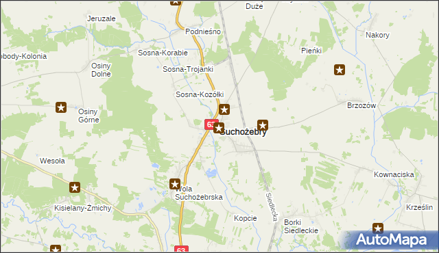 mapa Suchożebry, Suchożebry na mapie Targeo