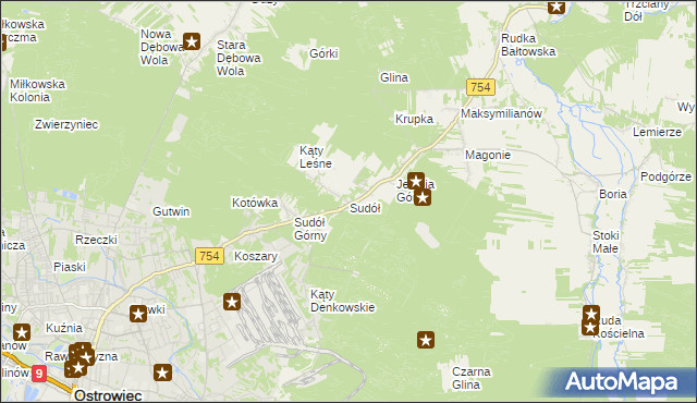 mapa Sudół gmina Bodzechów, Sudół gmina Bodzechów na mapie Targeo