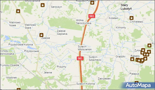 mapa Sulęcin Włościański, Sulęcin Włościański na mapie Targeo