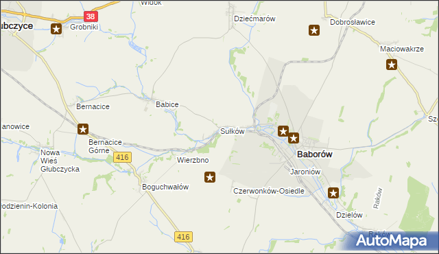 mapa Sułków gmina Baborów, Sułków gmina Baborów na mapie Targeo