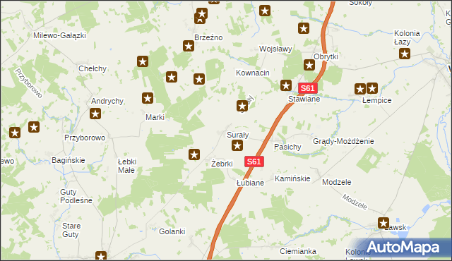 mapa Surały, Surały na mapie Targeo