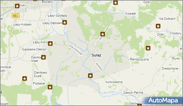 mapa Suraż, Suraż na mapie Targeo