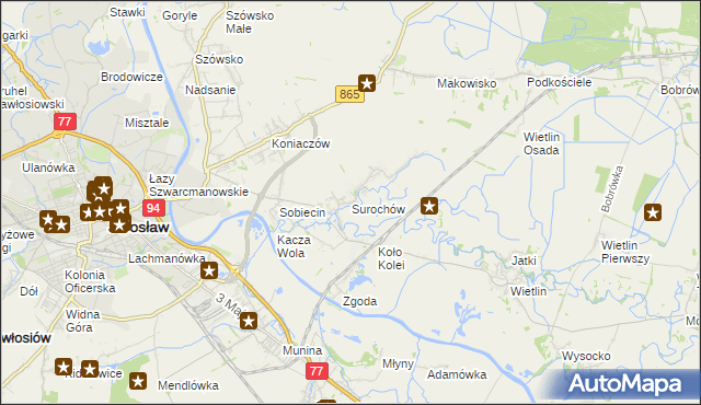 mapa Surochów, Surochów na mapie Targeo