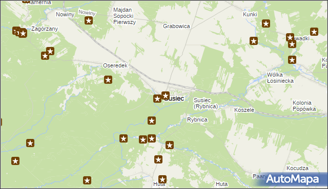 mapa Susiec, Susiec na mapie Targeo