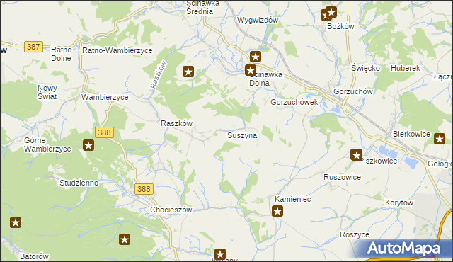 mapa Suszyna, Suszyna na mapie Targeo