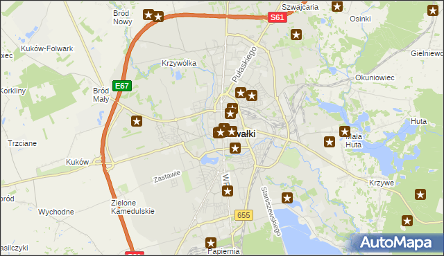 mapa Suwałk, Suwałki na mapie Targeo