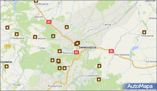 mapa Świebodzice, Świebodzice na mapie Targeo