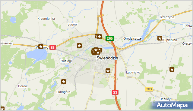 mapa Świebodzin, Świebodzin na mapie Targeo