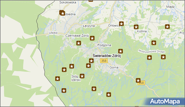 mapa Świeradów-Zdrój, Świeradów-Zdrój na mapie Targeo