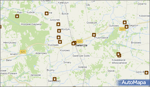 mapa Świercze powiat pułtuski, Świercze powiat pułtuski na mapie Targeo