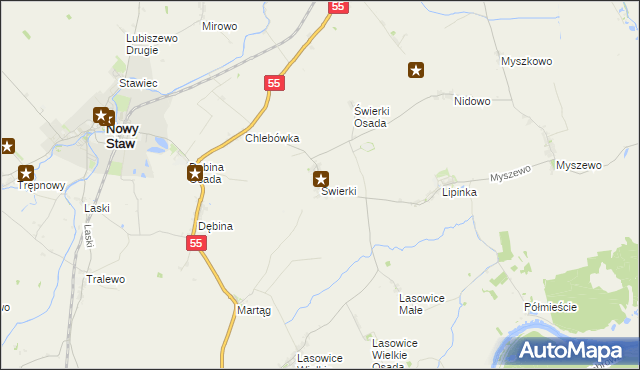 mapa Świerki gmina Nowy Staw, Świerki gmina Nowy Staw na mapie Targeo