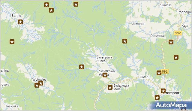 mapa Świerzowa Ruska, Świerzowa Ruska na mapie Targeo