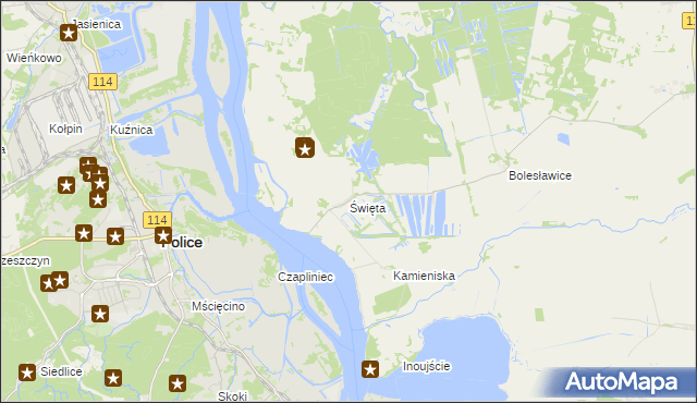 mapa Święta gmina Goleniów, Święta gmina Goleniów na mapie Targeo