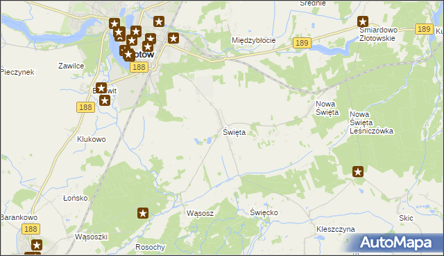 mapa Święta gmina Złotów, Święta gmina Złotów na mapie Targeo