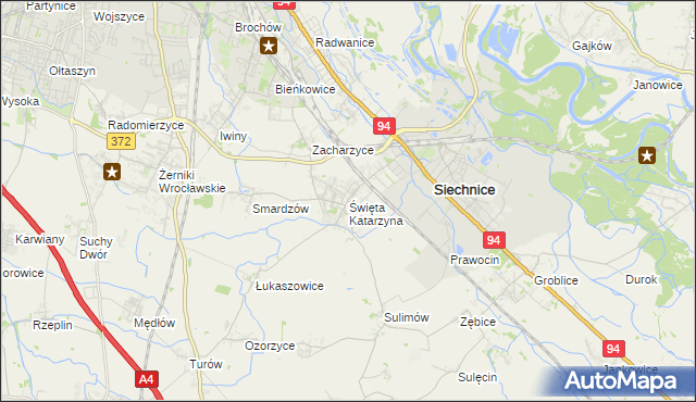 mapa Święta Katarzyna gmina Siechnice, Święta Katarzyna gmina Siechnice na mapie Targeo