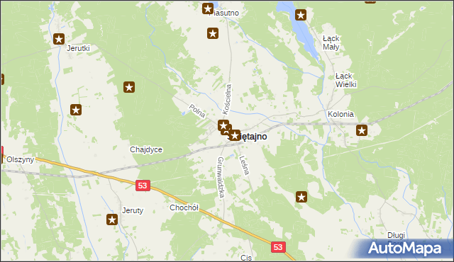 mapa Świętajno powiat szczycieński, Świętajno powiat szczycieński na mapie Targeo