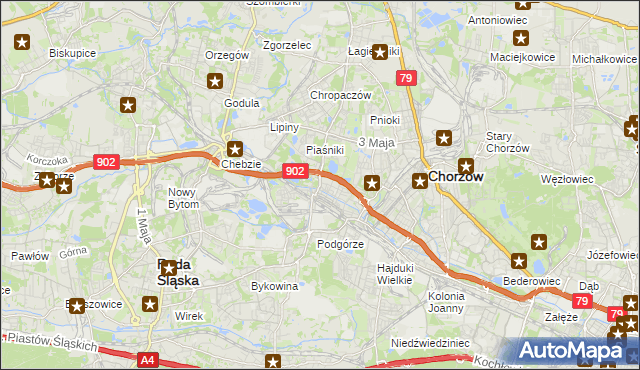 mapa Świętochłowice, Świętochłowice na mapie Targeo