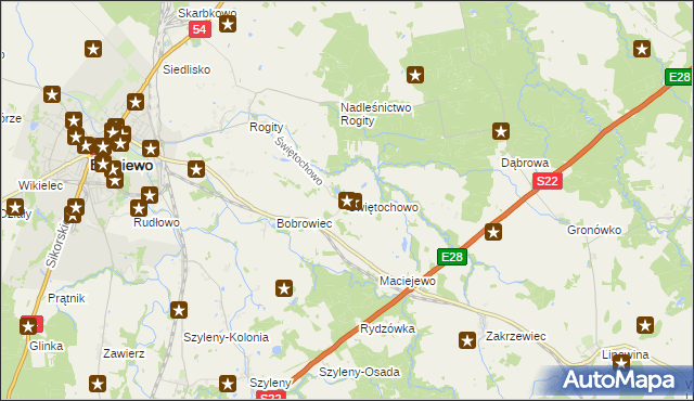 mapa Świętochowo, Świętochowo na mapie Targeo