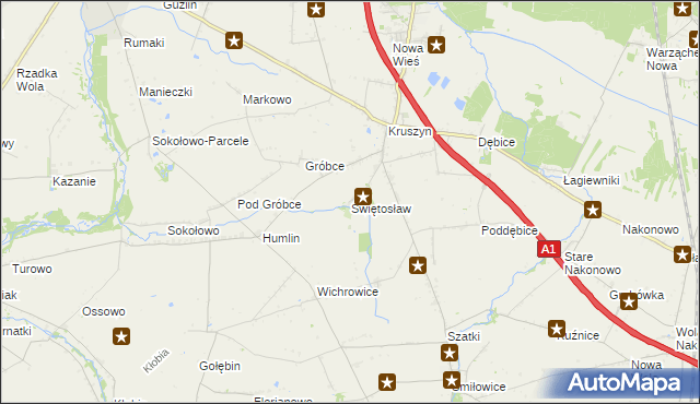 mapa Świętosław gmina Włocławek, Świętosław gmina Włocławek na mapie Targeo