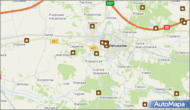 mapa Święty Roch gmina Wieruszów, Święty Roch gmina Wieruszów na mapie Targeo