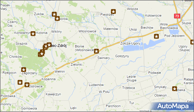 mapa Świniary gmina Solec-Zdrój, Świniary gmina Solec-Zdrój na mapie Targeo