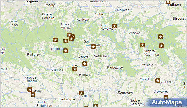 mapa Swoszowa, Swoszowa na mapie Targeo