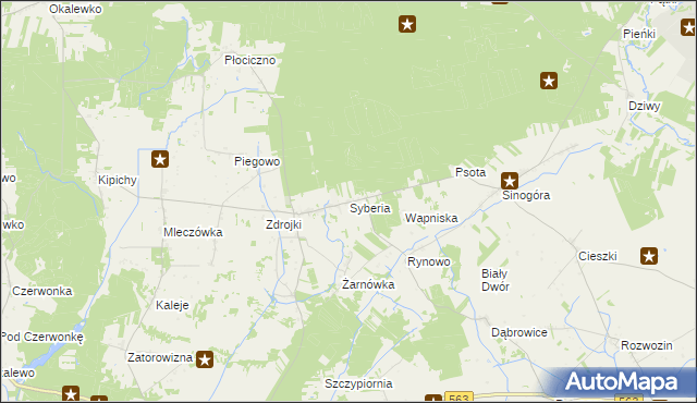 mapa Syberia gmina Lubowidz, Syberia gmina Lubowidz na mapie Targeo