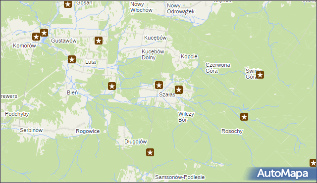 mapa Szałas gmina Zagnańsk, Szałas gmina Zagnańsk na mapie Targeo