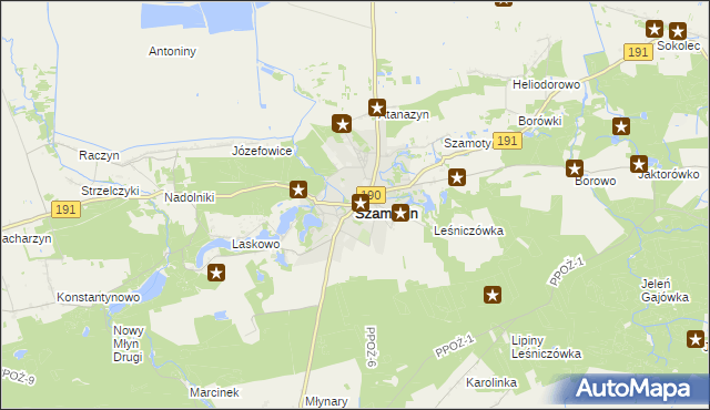 mapa Szamocin powiat chodzieski, Szamocin powiat chodzieski na mapie Targeo