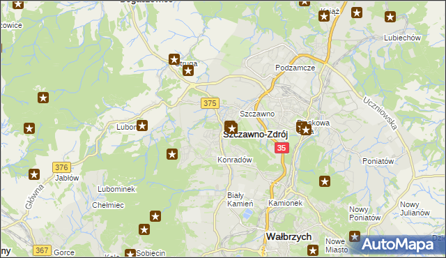 mapa Szczawno-Zdrój, Szczawno-Zdrój na mapie Targeo