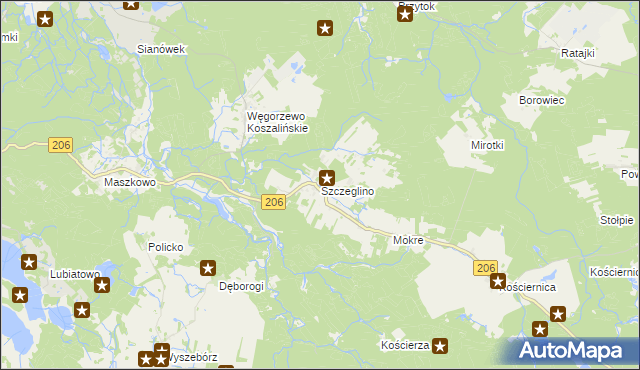 mapa Szczeglino, Szczeglino na mapie Targeo