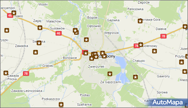 mapa Szczekociny, Szczekociny na mapie Targeo