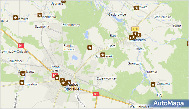 mapa Szczepanek gmina Strzelce Opolskie, Szczepanek gmina Strzelce Opolskie na mapie Targeo