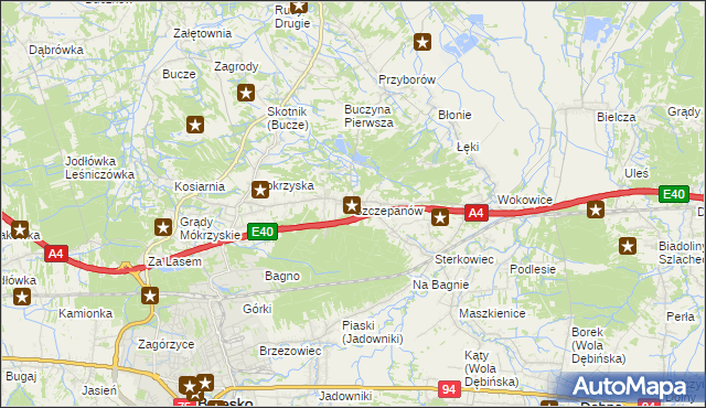 mapa Szczepanów gmina Brzesko, Szczepanów gmina Brzesko na mapie Targeo