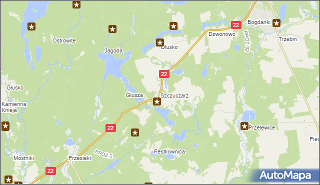 mapa Szczuczarz, Szczuczarz na mapie Targeo