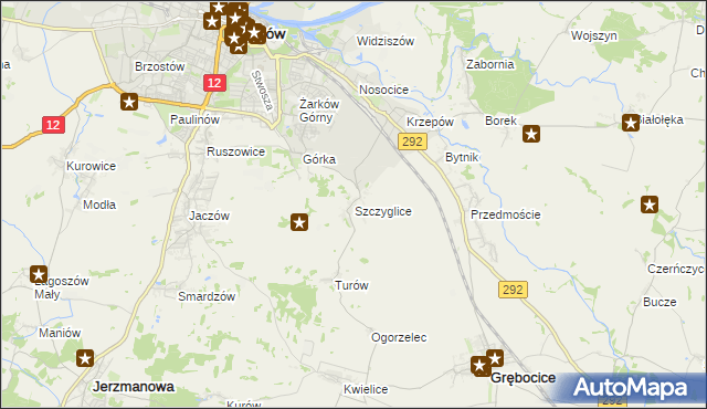 mapa Szczyglice gmina Głogów, Szczyglice gmina Głogów na mapie Targeo