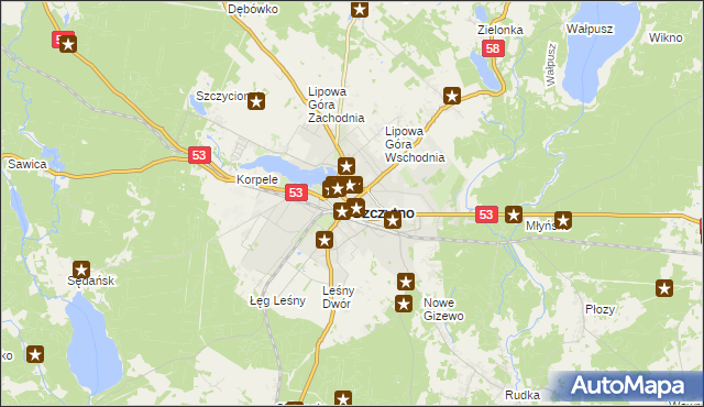 mapa Szczytno, Szczytno na mapie Targeo