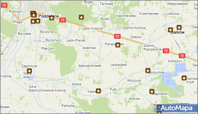mapa Szczyty gmina Poddębice, Szczyty gmina Poddębice na mapie Targeo