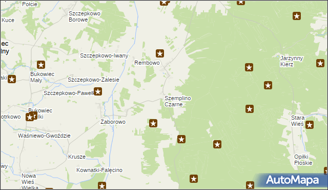 mapa Szemplino Czarne, Szemplino Czarne na mapie Targeo