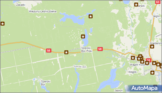 mapa Szeroki Bór Piski, Szeroki Bór Piski na mapie Targeo