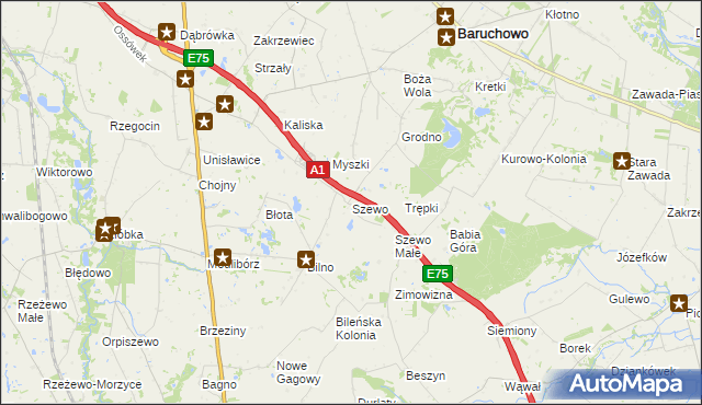 mapa Szewo, Szewo na mapie Targeo